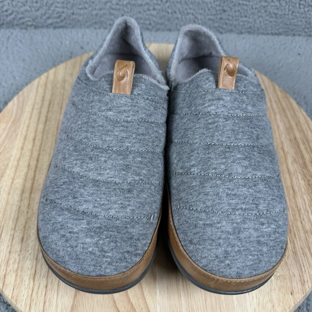 OluKai Mahana Mens Size 9 Gray Quilted Slippers Slip On Comfort‎ Loafers Shoes